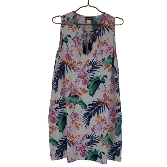 Tommy Bahama Orchid Canopy Swim Mini Dress w Pockets Tropical Print- Size M -GUC - Picture 2 of 14